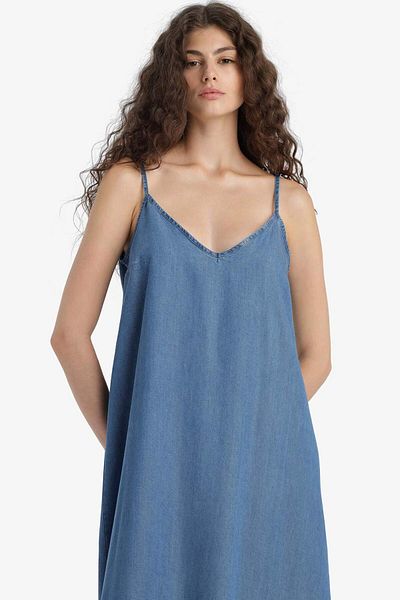 DeFacto Rochie maxi cu bretele subțiri Fashion Fit D8258AX25SM
