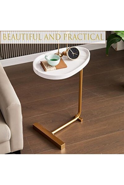 Türkiye Oval C Side Table, C Shaped Side Table, Small Side Table, Couch Tables That Slide Under,