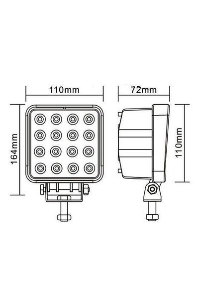 Xenon Bright Proiector LED auto off-road 4D 48W/12V-24V, 3520 lumeni, pătrat, fascicul luminos de 60 de grade