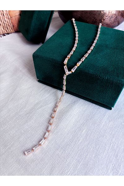 Miltonia Baguette Stone Long Y Necklace