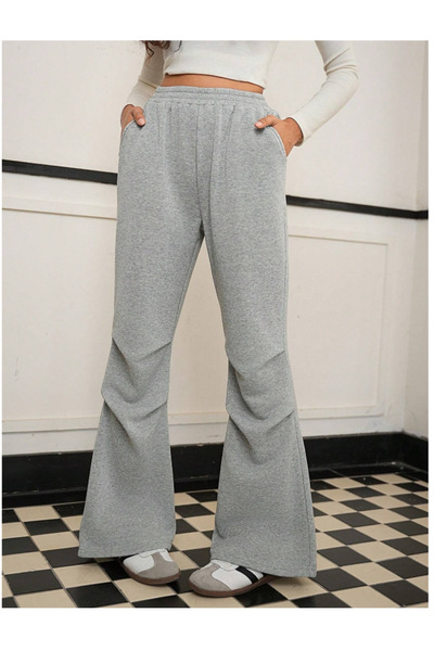 yx yustex sport Γυναικείο γκρι παντελόνι μεγάλου μεγέθους, φαρδιά γραμμή, άνε...