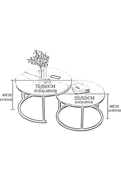 Türkiye End Table, Table for Living Room Modern Round Faux Marble Nesting Modern Living Accent Side Coffee S