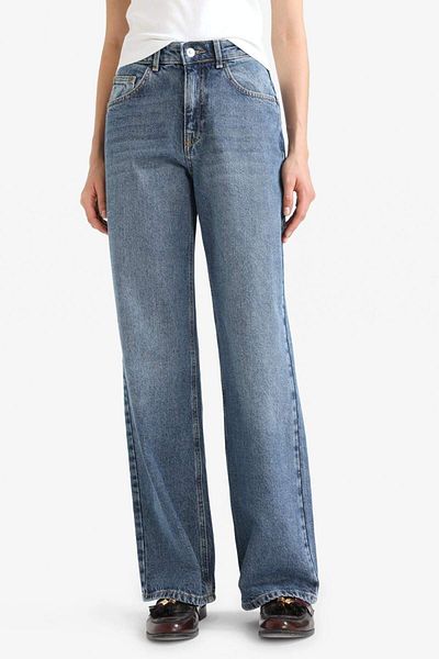 DeFacto Pantaloni de jeans lungi, drepti, cu talie înaltă, cu picioare drepte E9130AX25AU
