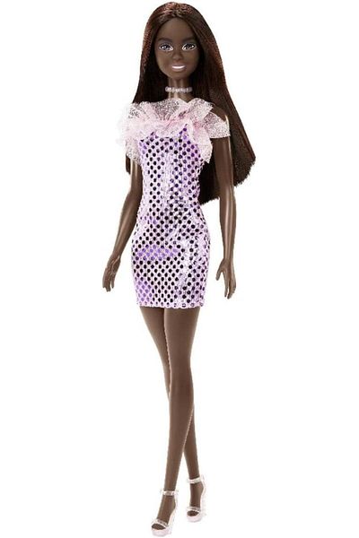 mattel Barbie Mini Glitz Doll Dresses Brunette with Purple Metallic Dress HJR94/T7580