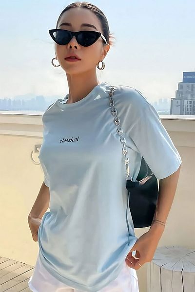 ELFAMİ Unisex Classical Printed Oversize T-shirt