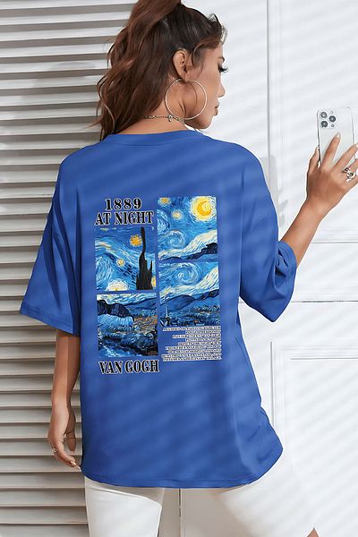 ELFAMİ Unisex Van Gogh Printed Oversize T-shirt