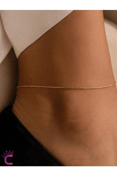 Cinderella Gold Women's Stainless Steel Italian Chain Anklet Set - Elegant Adjustable Ankle Beach Jewelry