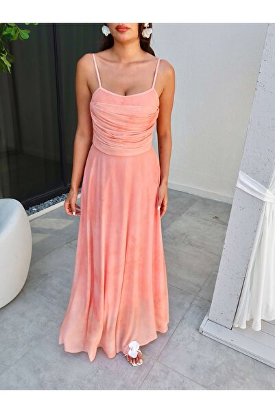 ESRAHELVACI Draped Chiffon Dress with Straps