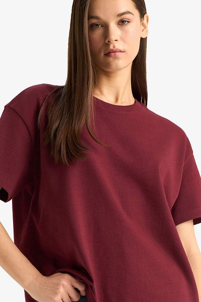 DeFacto Oversize Wide Fit Crew Neck Basic Plain Short Sleeve T-Shirt E4935Ax25Au