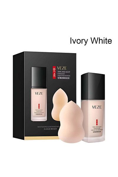 Veze Thin and Light Liquid Foundation, Waterproof, Moisturizing, Translucent, Natural, Long-lasting, Soft
