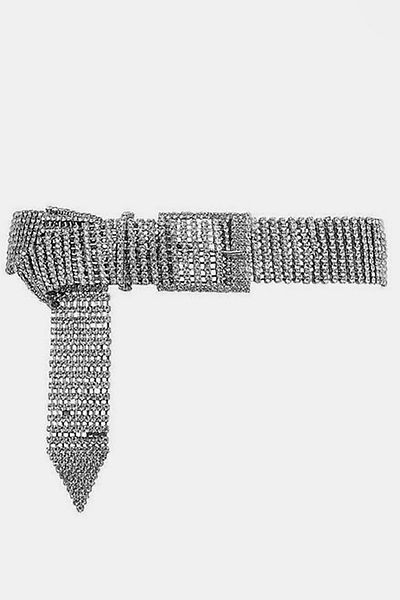 TAKIŞTIR Silver Color Stone Detailed Vip Evening Dress Belt