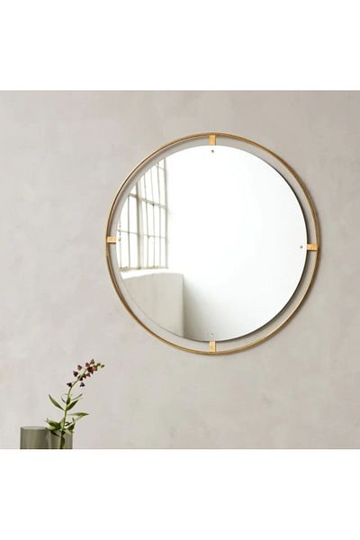 LUXXO Decorative Mirror Selene, Round, Gold Brushed Frame, Diameter 77cm