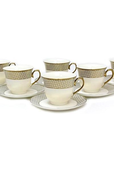 Blackstone YOKOSAKI 12-Piece Turkish Tea Cup Set - 250ml 6xCups & 14.5cm 6xSaucers