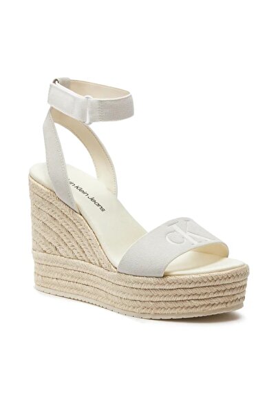 Calvin Klein Jeans Espadrile Wedge Sandal Su Mg Btw YW0YW01026 Écru