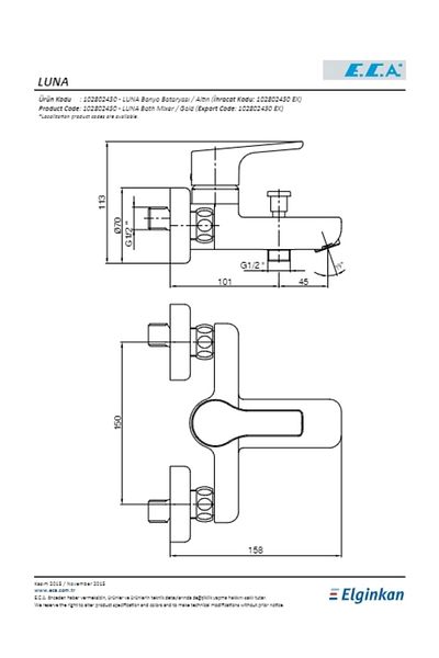 Eca Luna Bathroom Faucet Gold Look