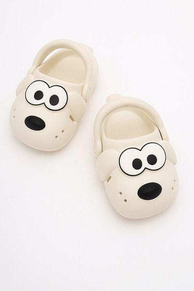 İncim Doggy Ecru Dog Figured Cute Daily Garden Seaside Beach Nursery Unisex Kids Slippers & Sandals