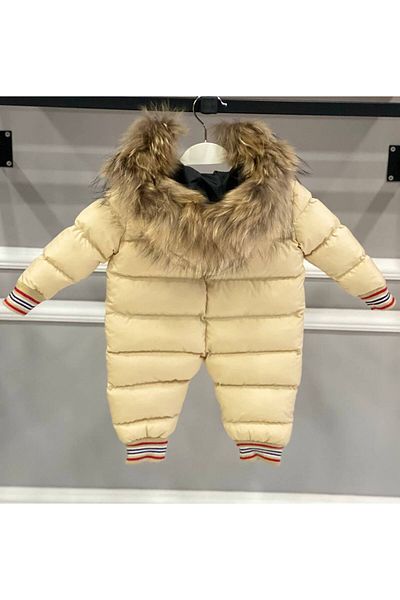 HÇ Hülya Çelik KİDSWEAR 2018 Astronaut Jumpsuit Double Zipper Fur Hooded Yellow Jumpsuit