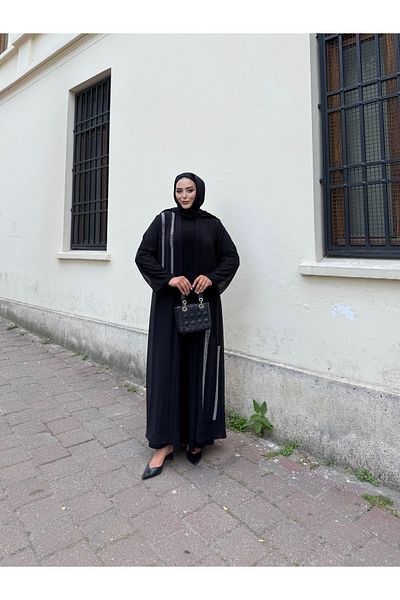 Güler Casual Black Color Dress Suit with Stone Detail