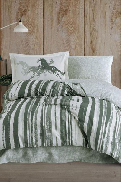Hobby Cascade Single Ranforce Duvet Cover Set Green
