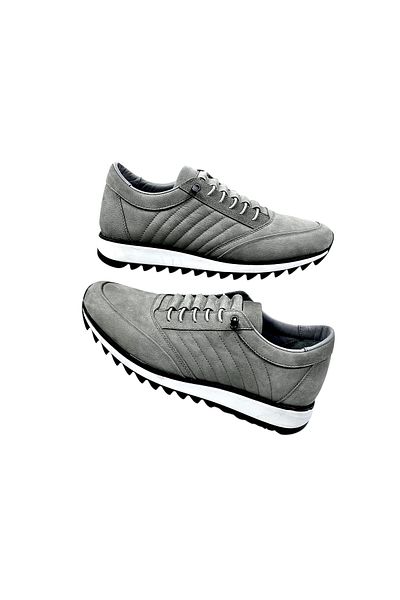 SULA Men's Casual Rubber Lace Leather Nubuck Gray Inner Leather Poly Sole
