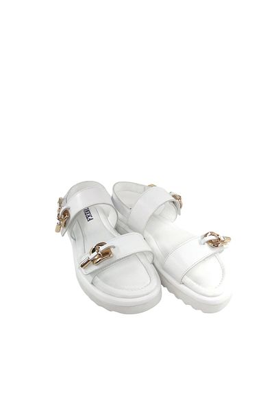 Oneka Shoes Women's Casual Sandals 866425 Kst10013 Side Buckle White Napa
