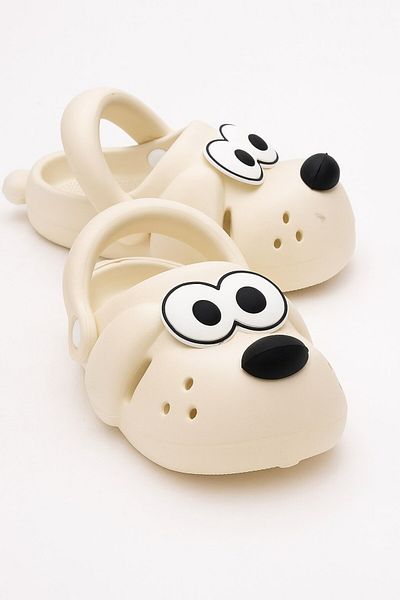 İncim Doggy Ecru Dog Figured Cute Daily Garden Seaside Beach Nursery Unisex Kids Slippers & Sandals