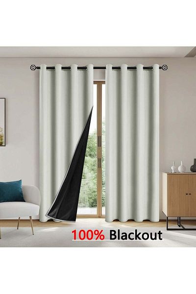 fun zone DUNISO 2 Panels Blackout Curtains for Bedroom, Thermal Insulated Room Darkening Curtains, Grommet Li