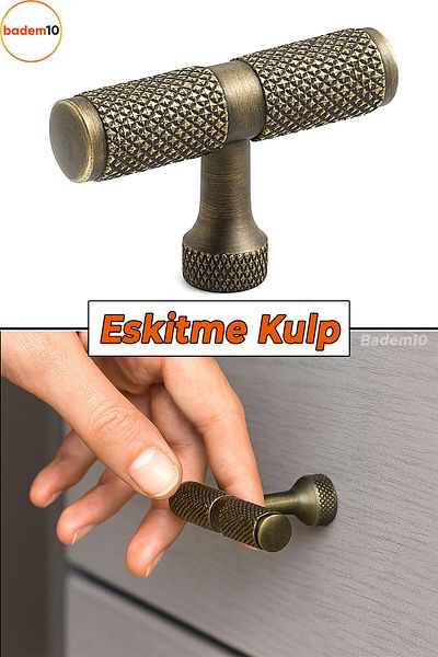 Badem10 Martin Antique Yellow Tumbled Metal Handle Button Furniture Drawer Kitchen Cabinet Cupboard Modern Cover Handles