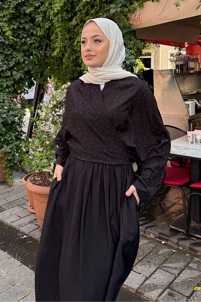 Ovn. Kimono Skirt Set with Stones - Black
