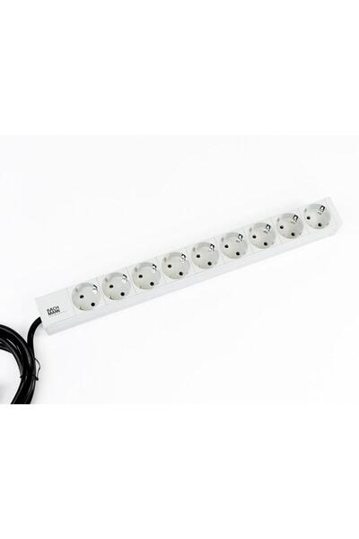 Bachmann PDU IT cu 9 prize Schuko, 2m, fără întrerupător, aluminiu, RAL 7035
