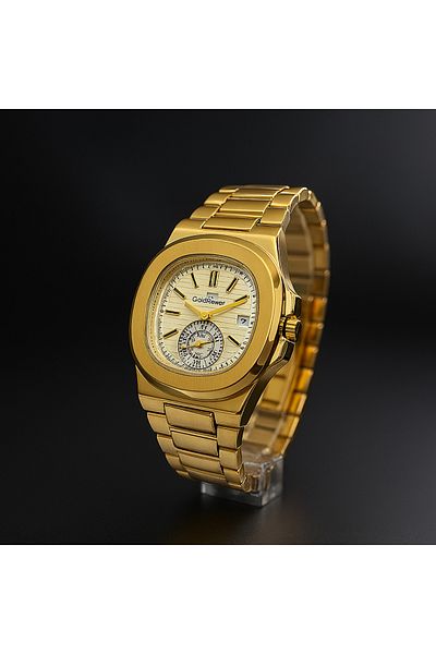 Goldpower Steel Patek Philippe Model Men's Wristwatch with Calendar