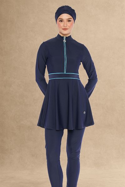 InStyle 6186A Μαγιό με κλειστό φερμουάρ Dark Navy Blue Hijab