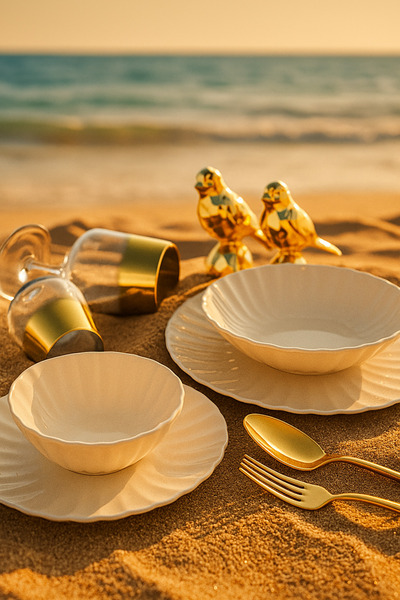 Farika Porselen Işıl 24 Parça Porselen 6kişilikYemek Takımı altın yaldızlı