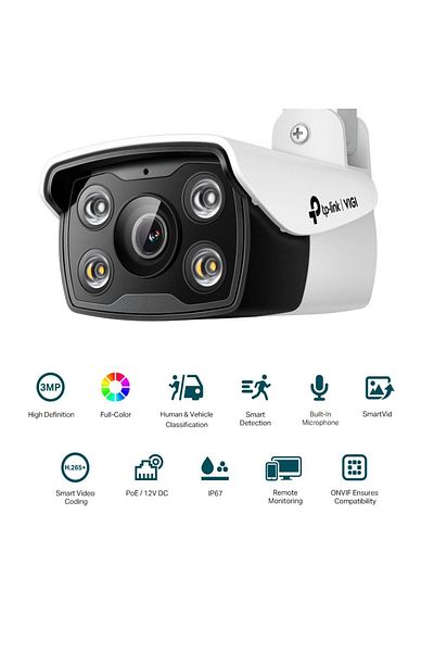 TP-LINK IP Bullet Camera VIGI C330(2.8mm), 3MP, 2.8mm Lens, IR+WL 30ml, video resolution 2304
