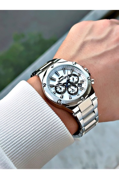 Slazenger 10 Atm Waterproofness Silver Color Steel Cord Steel Case Men Wristwatch 2501.01Mr