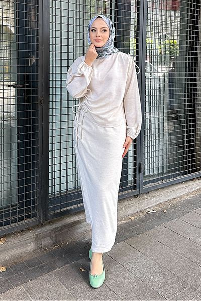 Ovn. Alya Wrap Skirt Set - Stone Color