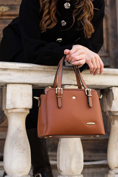 Paul Brand Women's Adjustable Long Strap Multi-Compartment Tan Hand and Shoulder Bag Pbs1415