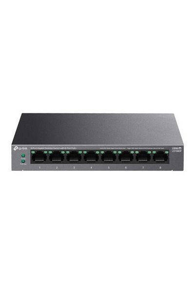 TP-LINK 5-PORT GIGABIT SWITCH LS108GP, interfata 8× 10/100/1000Mbps RJ45 Ports (Ports 1–8 supp