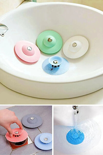 Genel Markalar 2 Kademeli Dokunmatik Lavabo Tıkacı Silikon Lavabo Gider Tıpası Asorti Renk