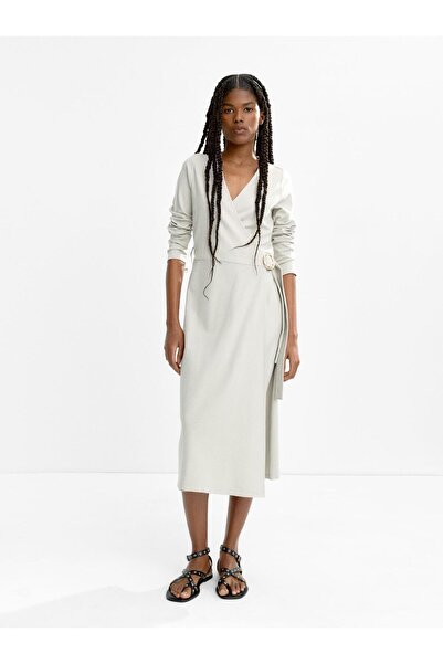 PARFOIS Uzun Kollu Midi Elbise