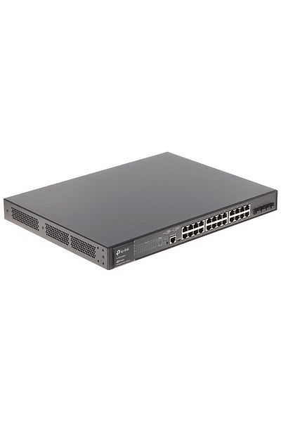 TP-LINK JetStream™ 28-Port Gigabit L2+ Managed Switch with 24-Port PoE+ PORT: 24× Gigabit PoE+ Ports,