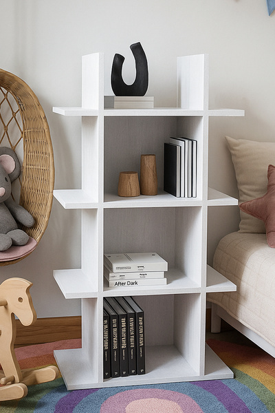 Orysa Design KT-1 Kitaplık, Dekoratif 12 Raflı Kitaplık, Ofis ve Çalışma Odas...