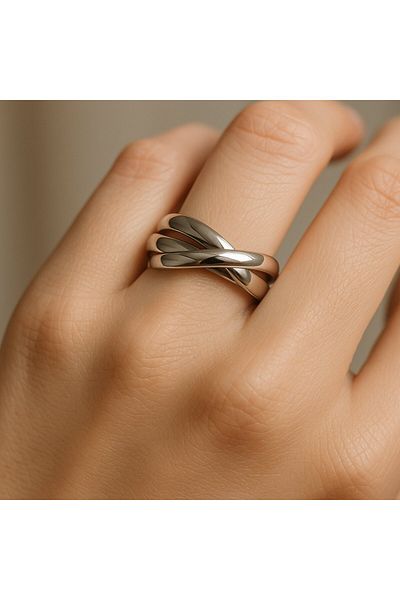 BY YASİN TOPÇU Triple Adjacent Steel Ring (Number 18)