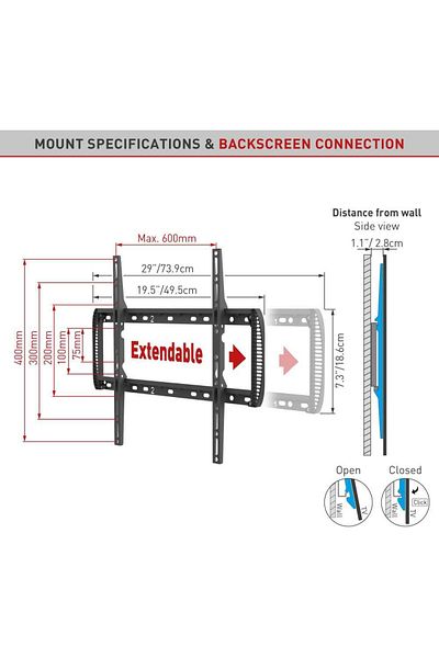 Barkan Barkan TV wall mount, for screens up to 13 - 90, maximum weight supported 60kg,