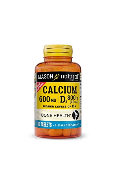 Mason Natural كالسيوم طبيعي - 600 ملغ - فيتامين د3 800 وحدة دولية - 60 قرصًا