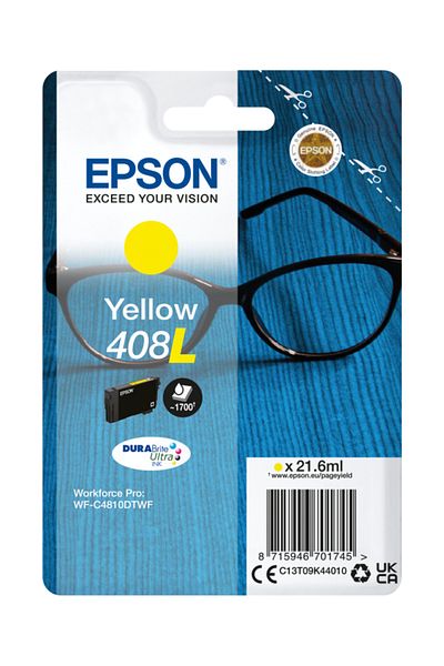 EPSON Ink cartridge 408L Ink Tank, DURABrite Ultra ink, Yellow, capacity 21.6ml, 1.7k pages