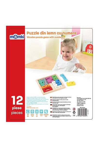 MomKi WOODEN NUMBERS PUZZLE, 12 PIECES