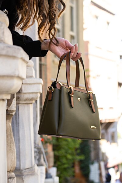 Paul Brand Women's Adjustable Long Strap Multi-Compartment Khaki Hand and Shoulder Bag Pbs1415