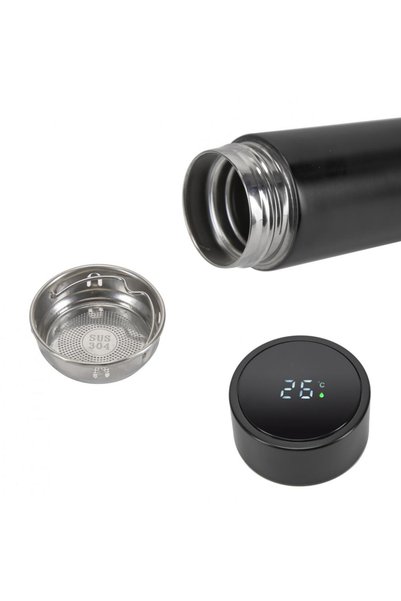 Heinner TERMOS INOX 450 ML, CU INDICATOR LED PENTRU TEMPERATURA, NEGRU, ART OF DINNING BY