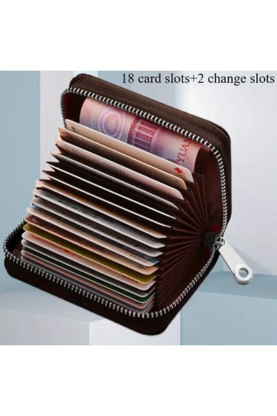 ORGANICYOU Huizhou Black Wallet with 18 Card Slots + 2 Change Slots, Modern Rfid Blocking